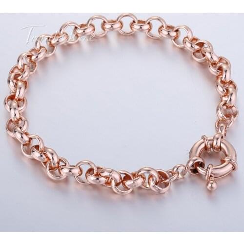 585 Rose Gold Filled Womens Bracelet Chain Rolo Link Sailor Clasp 6mm 18cm 20cm 23cm 25cm GB212