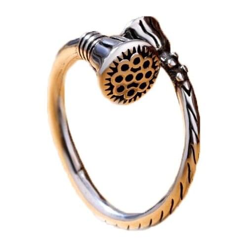 925 Sterling Silver Lotus Flower Ring Temperament Open Fing For Women Thailand Handmade Silver Jewelry Accessories