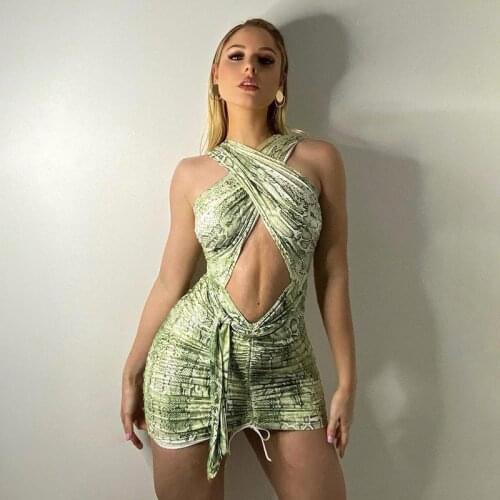 Dresses Summer 2021 Ladies Chiffon Halter Snake Print Backless Skirt Women Sexy Folds Pareo Beach Dress Female Elegant Maxi Robe