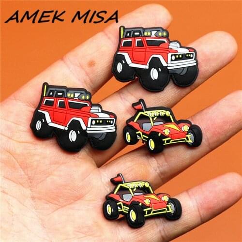 1 to 2pcs Off-Road Car Model Shoe Charm SUV Shoe Buckle Accessories Original Sandal Decorations fit Croc JIBZ Kids Party Gifts