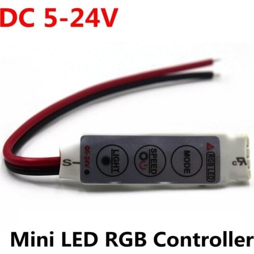 DC 5V-12V-24V 12A 3Keys Mini LED RGB Controller Dimmer Driver For RGB 5050/3528/2835/5730/5630/3014 SMD LED Strip Lights