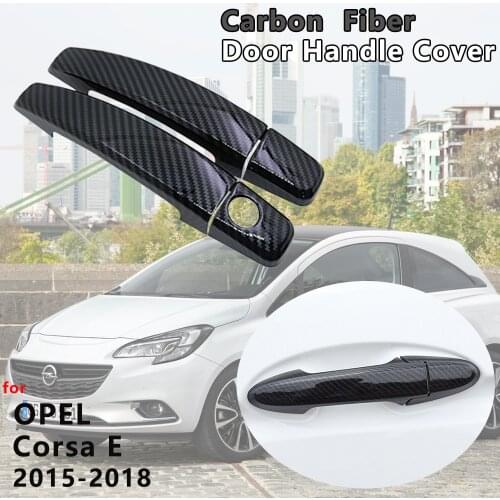 4 PCS Gloss Black Carbon Fiber Door Handle Cover Catch Trim Car Accessories for Opel Vauxhall Holden Corsa E 2015 2016 2017 2018