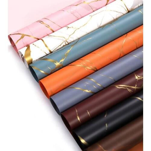 5 Sheets Golden Marble Flowers Packaging Paper DIY Craft Wedding Party Valentines Day Bouquet Gift Box Wrapping Paper Materials