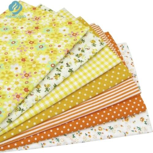 7pcs Yellow 100% Cotton Quilts Fabric for DIY Sewing Patchwork Kids Bedding Bags Tilda Doll Baby Cloth Textiles Fabric 50*50cm
