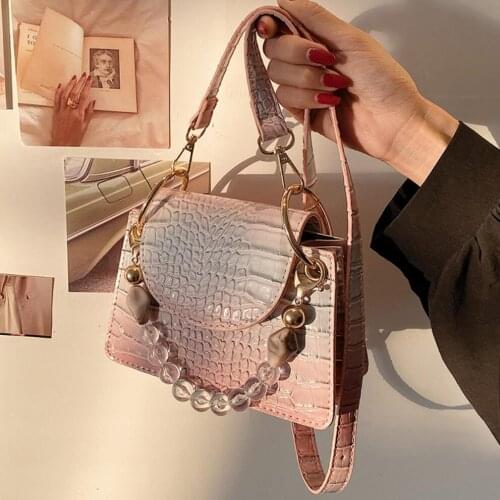 Abay Crocodile pattern Small Tote bag 2021 Summer Quality PU Leather Womens Designer Handbag Gradient Shoulder Messenger Bag