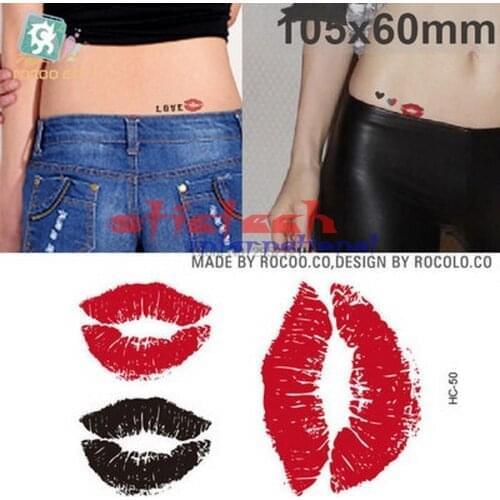 By dhl or ems 1000 pcs temporary tattoo Caterpillar red lips tattoos sticker waterproof body art tatoo sexy Kiss for women