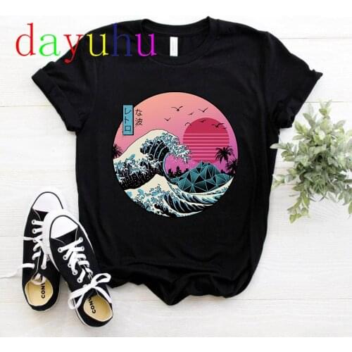 Vaporwave T Shirt Women Hip Hop Harajuku Ulzzang Tshirt Graphic Aesthetic Grunge T-shirt Fashion Streetwear Female Top Tee