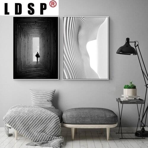 LDSP Abstract Canvas Paintings Posters Prints Black White Space Building Sofa Wall Art Pictures Home Decor Living Room Unframed