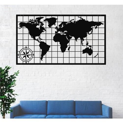 Metal World Map with Compass, Metal Wall Decor, Wall Art Work, Metal World Map Wall Art, Metal Wall Art, Wall Hangings