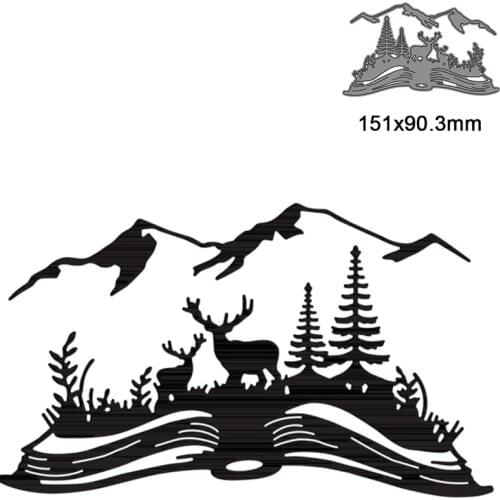 Metal Cutting Dies Cut Die Mold Mountain Tree Elk Decoration Scrapbook Paper Craft Knife Mould Blade Punch Stencils New