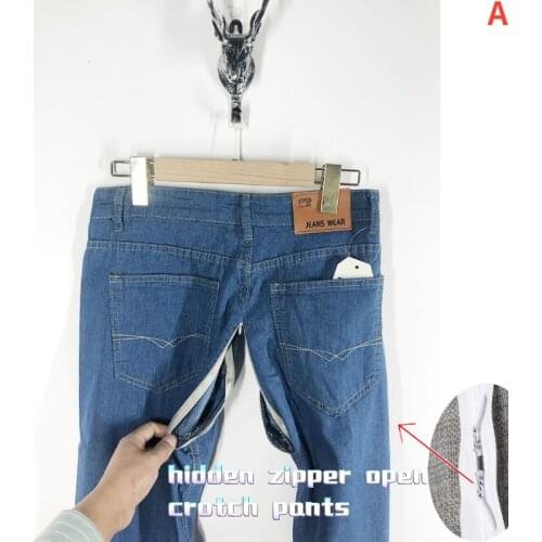 Mens and Womens Free To Wear and Take Off Square Slacks Full Invisible Zipper External War Mens Straight Jeans Couple