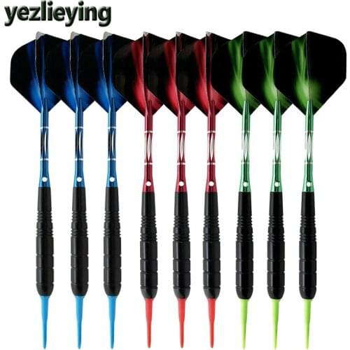 Set of 3pcs 19g Aluminum Shaft Iron Barrel Soft Tip Darts With 3 Extra Plastic Shaft Replacement For Electronic Darts & Case