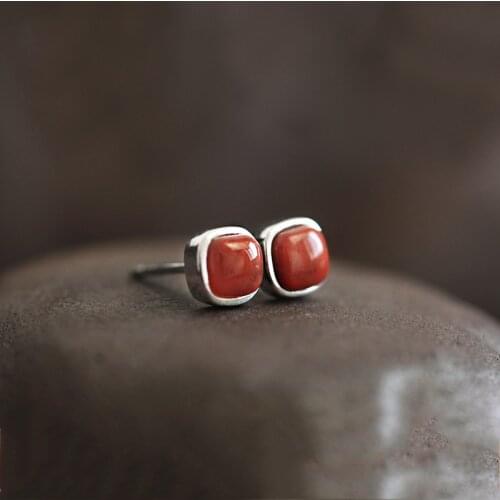 Real Natural Ruby Gemstone Jewelry S925 Sterling Silver Earring Women Wedding Silver 925 Jewelry Bizuteria Stud Earrings Girl