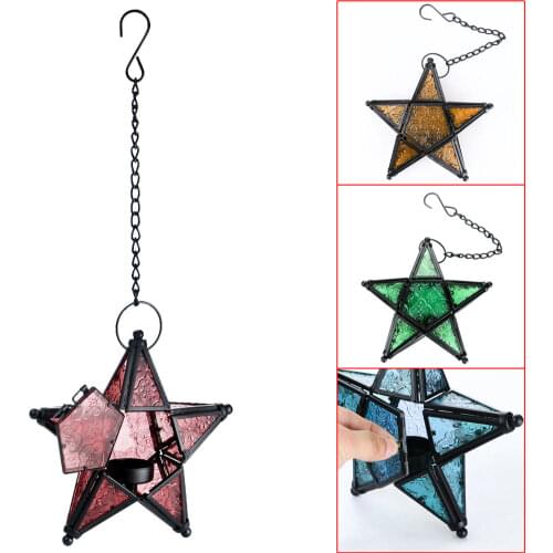 New Metal Glass Star Lantern Hanging Candle Holder for Decorative Wedding Party for Both Indoors and Outdoors 2020-2021