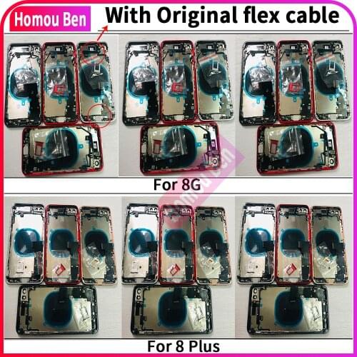 Original Flex Cable With Full Housing For iPhone 8 8G Plus 8P Back Glass Battery Cover Middle Frame Chassis Replacement Assembly