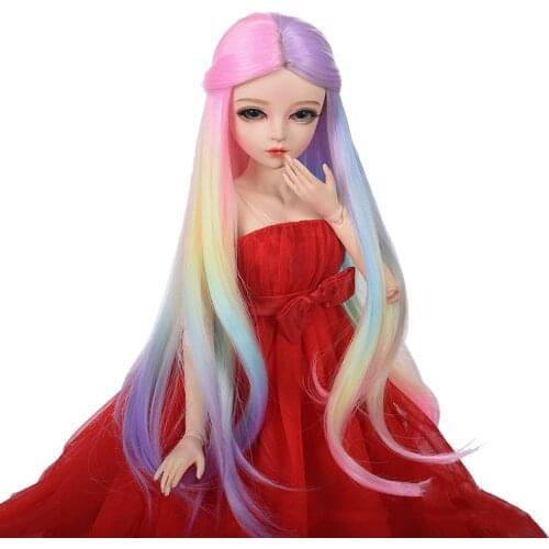 Fashion 1/3 1/4 1/6 bjd doll wig High Temperature Fashion Long Curly rainbow Straight and Bjd Wigs SD For bjd doll accesories