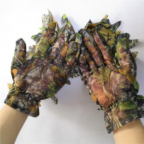 Laser cutting Maple leaves Bionic Camouflage Shooting Hunting thin Gloves 1 pair Lightweight and breathable gloves