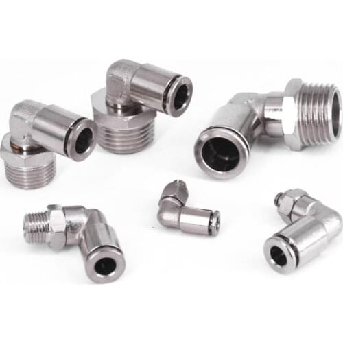 Pneumatic Connectors 1/8" 1/4" 3/8"1/2" BSPT Male Elbow Nickel Plated Brass Push In Quick Connector Release Air Fitting Plumbing