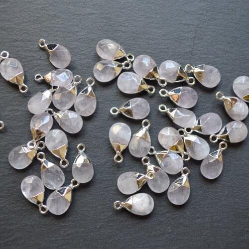 Amethysts wtaer drop shape pendants with silvery electroplated ,purple crystral quartz charms