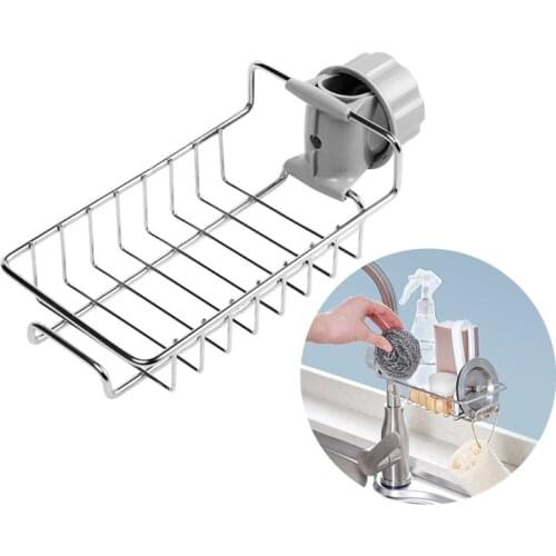 Kitchen Sink Hanging Faucet Household Shelf Drain Rack Sponge Dish Cloth Holder Storage Rack Bathroom Hollow Shelf Organizer