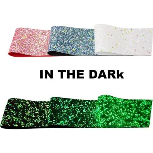 Q&N 5yards Glow In The Dark Sequin Bling Shiny Chunky Glitter Ribbon Christmas DIY Handmade Hairbow Accessories Material Gift