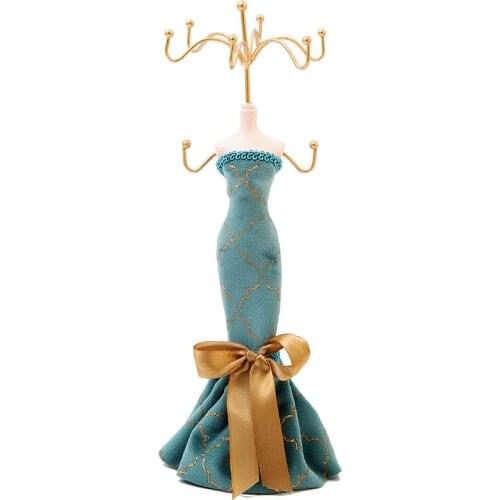 Retro Personality Peacock Blue Bronzing Bracelet Necklace Jewelry Storage Display Rack Wedding Gift Window Display