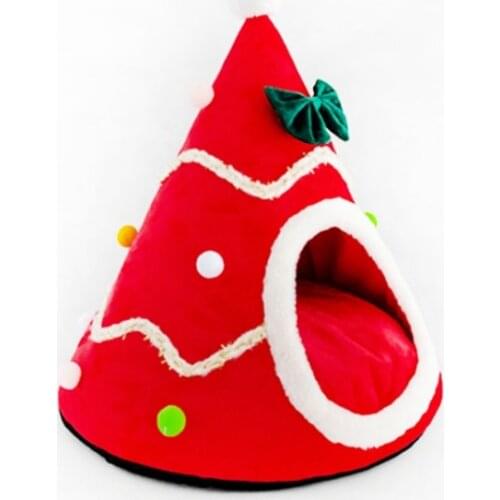 Christmas Tree Plush Winter Mini Dog Cat Pet Luxury Sleeping House Brushed Pad For Pet Non-Slip Breathable Washable Sweat Home
