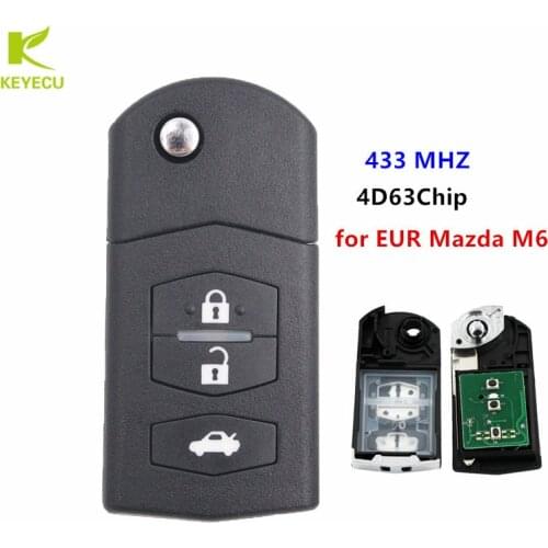 KEYECU New Folding Remote Key Fob 3 Button 434MHz 4D63 for Eur Mazda M6