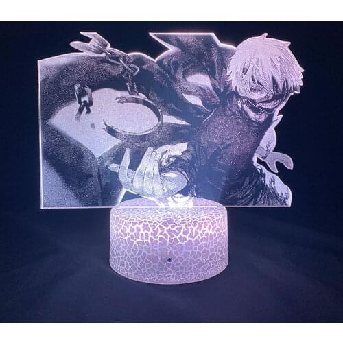 3D Night Light Anime Kaneki Ken LED Nightlight for Kid Bedroom Decor Lighting Child Gift Lamp Atmosphere