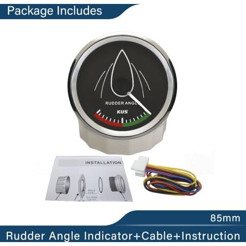 KUS 85mm Adjustable Rudder Angle Indicator Gauge With Yellow Red Backlight
