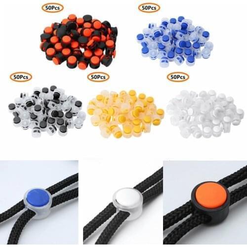 50Pc 17mm Multi Colors Plastic Stopper Cord Lock 2 Hole Bean Toggle Clip Garments Apparel Clip Ends Shoelace Bag Parts Accessory