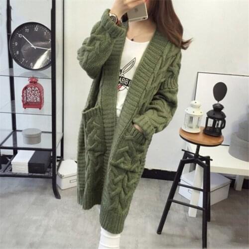Jacquard Knitted Cardigan Womens For Autumn Womens Sweaters 2020 Winter Loose Thick Woolen Sweater Coat Women