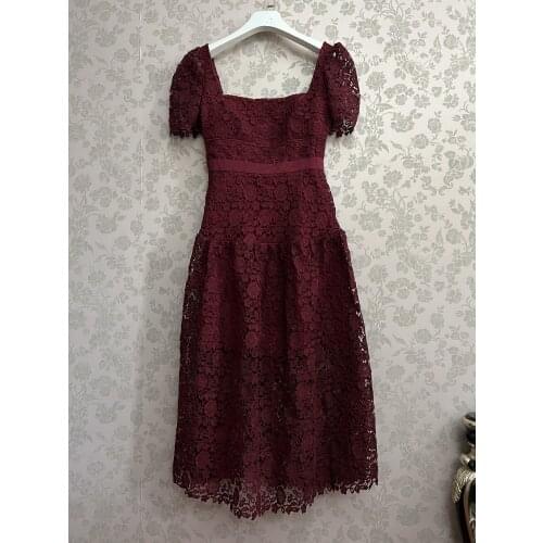 Summer 2021 Runways Womens vintage patchwork dress High quality floral print Belt short sleeves dress B478