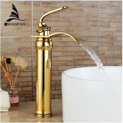Bathroom Sink Faucet Gold Dore New Waterfall 5 Years Guarantee