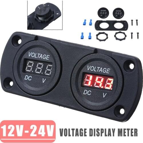 1pcs DC 12V/24V Digital Voltmeter Dual Battery Monitor LED Digital Voltage Meter Waterproof Boat Marine Gauge