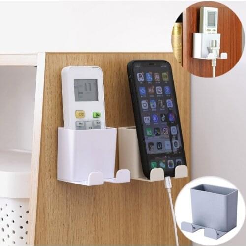 1PC Wall Mounted Organizer Storage Case Mobile Phone Plug Holder TV Air Conditioner Remote Control Stand Container