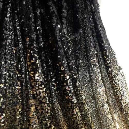 1Y/lot balck gold encryption gradient sequins fabric for night dress stage cloth accessories wedding decoration