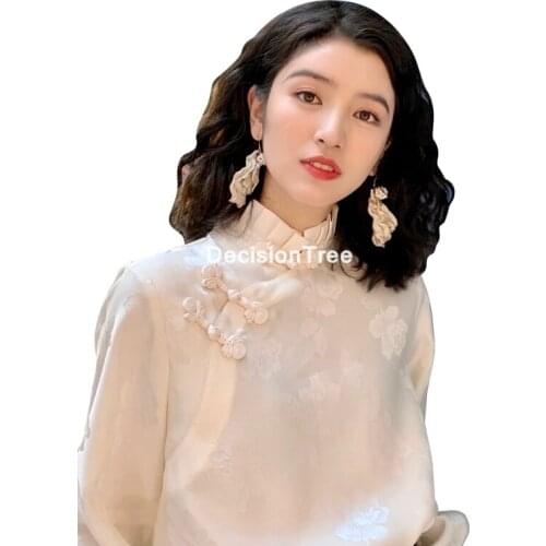 2021 traditional chinese lace shirts chinese style cheongsam tops woman chinese classical lace qipao shirts lace blouse qipao