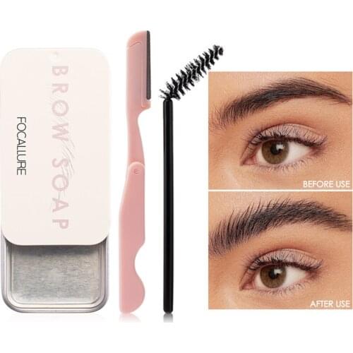 3D Eyebrow Soap Wax With Trimmer Fluffy Feathery Eyebrows Pomade Gel For Eyebrow Styling Makeup Soap Brow Sculpt Lift