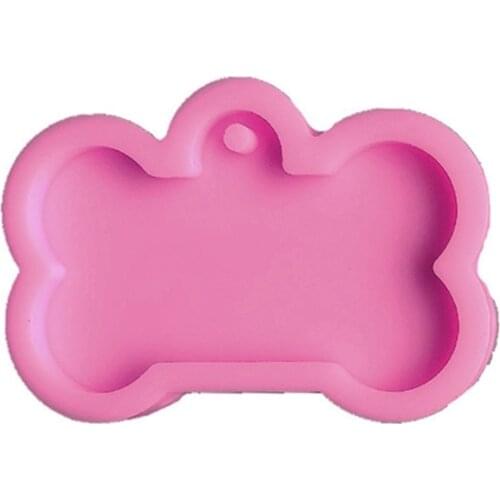 4Pcs Pet Hanging Tag Resin Mold Dog Bone Love Round Oval Keychain Silicone Mould