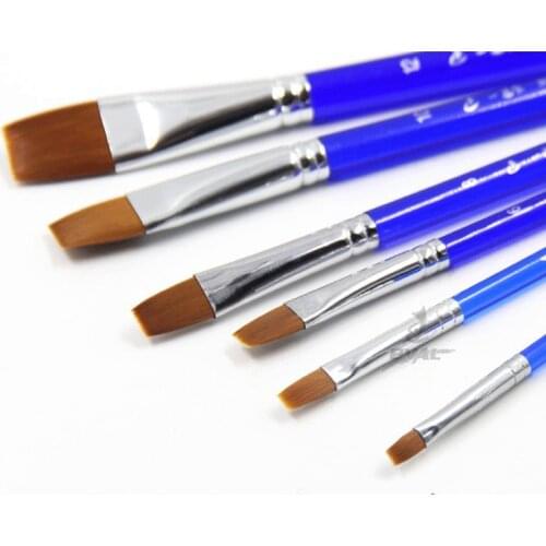6pcs/Set,High Quality nylon hair Blue High-grade organic acrylic rod Acrylic Oil Paint Brush For Drawing Painting Art Supplies