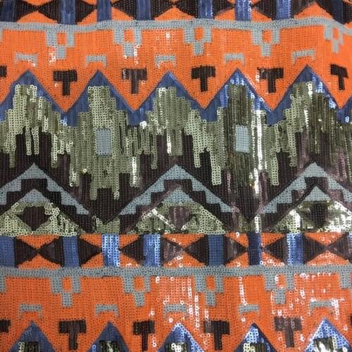 GLace 1Y/lot new style glitter Geometric patterns african sequins fabric for dress performance costume TX1408
