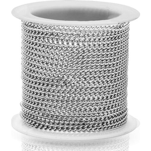 2M/Roll Stainless Steel Never Fade Chains Fit Handmade Necklace Bracelets For DIY Jewelry Making Findings Wholesale Width 2.2mm