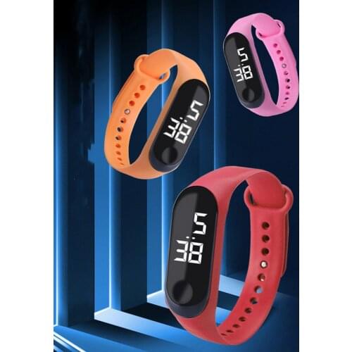 Fashion Outdoor Simple Sports Red LED Digital Bracelet Watch Men Women Colorful Silicone Watches Kids Children Wristwatch Gift