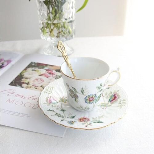 European Afternoon Tea Cup Set Porcelain Coffee Tea Cup And Saucer Set Ceramic Elegant Luxury Tazas Teaware With Spoon EF50BD