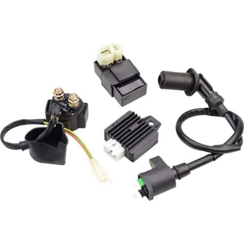Go Kart Ignition Coil CDI Solenoid Relay Voltage Regulator Kit for GY6 50Cc 125Cc 150Cc ATV Dirt Bike Scooter Moped