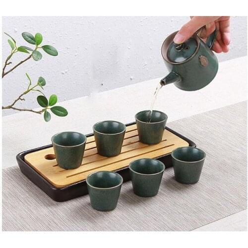 Coffee Tea Set Ceramics Teapot Chinese Kung Fu Tea Cup One Set [1pot +6cups] Birthday Gift For Home Office Yoga