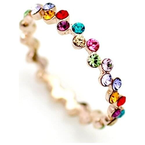 MOONROCY Drop Shipping Crystal Rings Trendy Jewelry wholesale Rose Gold Color Fashion colored Ring For women Gift