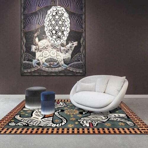 Southeast Asia Style Carpet Retro Classical Tiger Print Bedroom Bedside Non-Slip Floor Mat Balcony Kitchen Hallway Bath Tapete