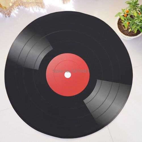 Round Classic Creative Record Disk Rugs Flannel Area Rug Anti-slip Chair Door Mats Floormat Bedside Carpet for Living Room